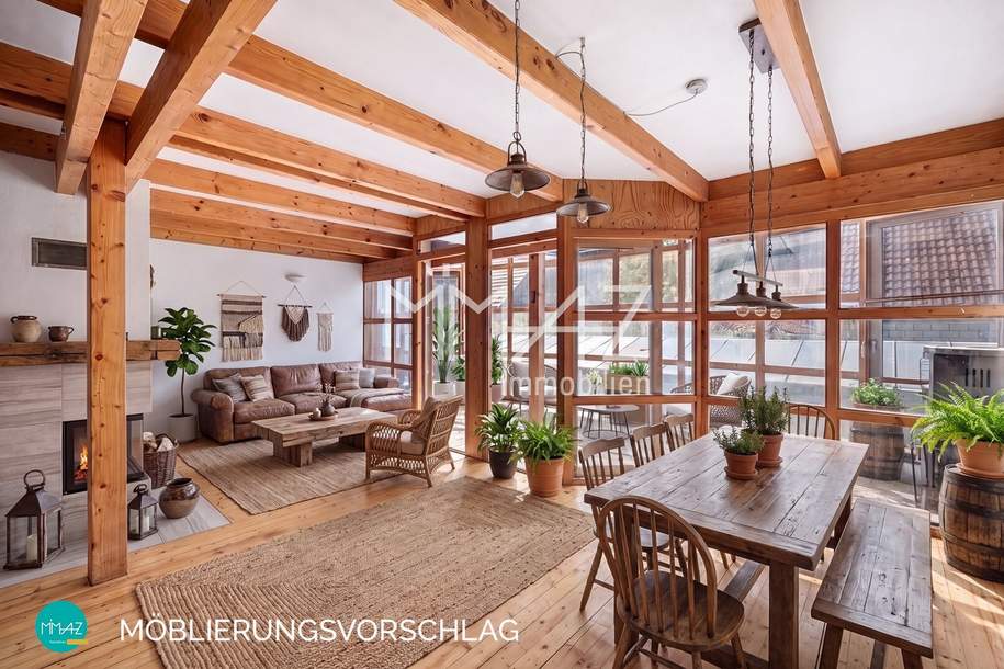 Zwischen Wald, Freiraum und Gemeinschaft: Idyllisches Hideaway im Wienerwald: 5-Zimmer Reihenhaus mit 3 Veranden., Haus-kauf, 370.000,€, 2392 Mödling
