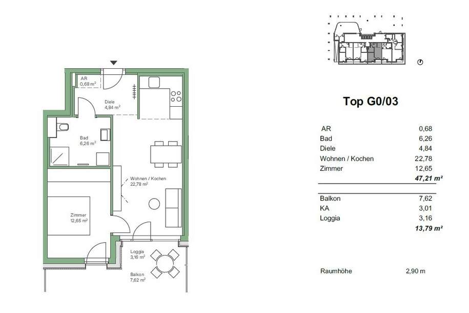 Exklusives Wohnen in Graz: Entdecken Sie Jakomini Verde, Wohnung-miete, 658,59,€, 8010 Graz(Stadt)