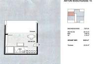 TERRASSENHIT, FERNBLICK, klimatisiertes 37 m2 Dachgeschoß mit 23 m2 Terrasse, 1 Zimmer, Komplettküche, Duschbad, Anton-Bosch-Gasse