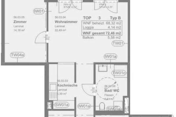 TOP 2-Zimmerwohnung mit Balkon, Wohnung-miete, 769,62,€, 8020 Graz(Stadt)