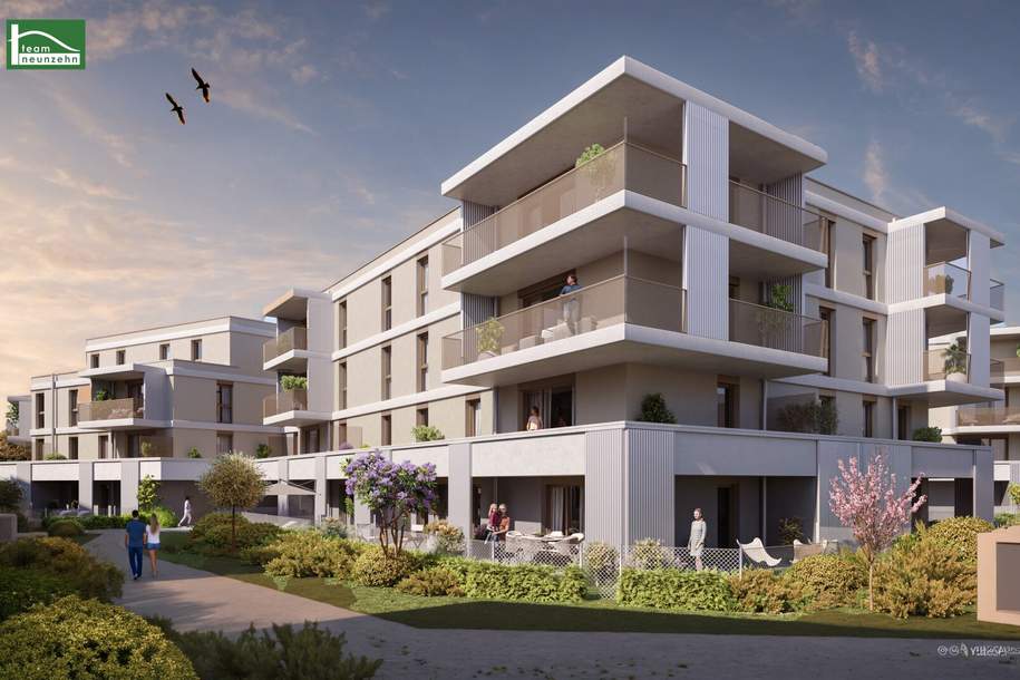 Die perfekte Anlage: hochwertige 2-Zimmer-Erstbezugswohnung! FLORIANI – Quartier am Tullnerfeld - Ruhelage mit idealer Anbindung!, Wohnung-kauf, 202.500,€, 3441 Tulln