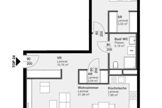 2-Zimmerwohnung mit großer Loggia, Wohnung-miete, 732,83,€, 8020 Graz(Stadt)