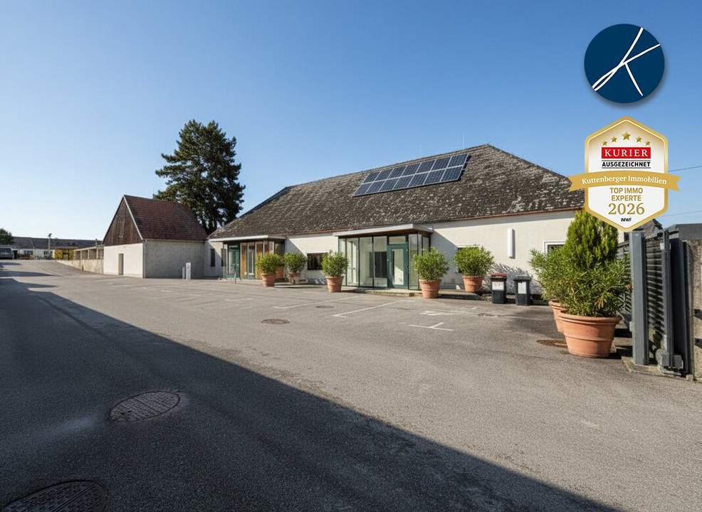 Firmensitz / Betriebsobjekt mit 320m² Büros, 400m² Hallen/Garagen &amp; 750m² Lagerplatz