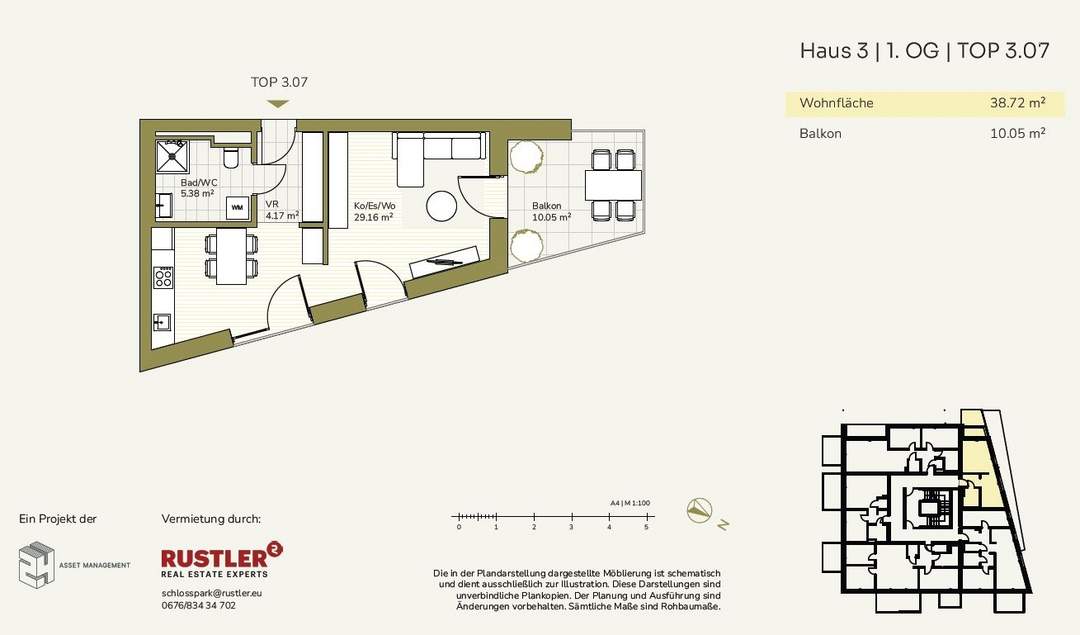 Ihr Traum vom Wohnen wird wahr - Im Projekt Schlosspark | 1-Zimmerwohnung mit Balkon
