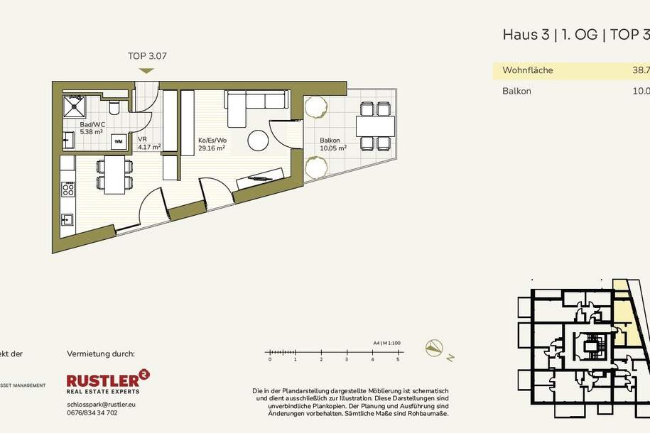 Ihr Traum vom Wohnen wird wahr - Im Projekt Schlosspark | 1-Zimmerwohnung mit Balkon, Wohnung-miete, 577,12,€, 8054 Graz(Stadt)