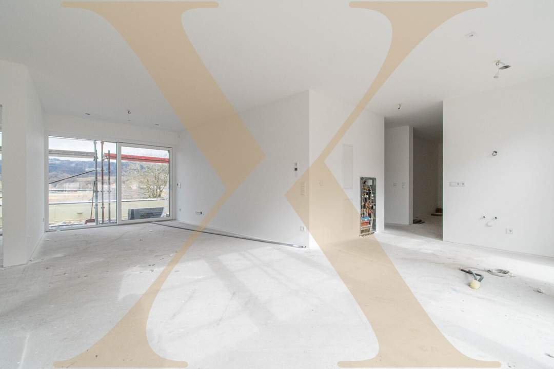 ERSTBEZUG! Traumhafte 4-Zimmer-Wohnung mit herrlichem Donaublick mit Eigengarten &amp; Terrasse in WILHERING zu verkaufen!