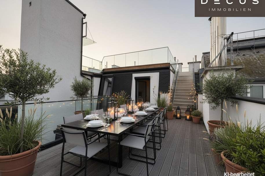 EXKLUSIVES PENTHOUSE | MIT PRIVATER SAUNA UND WHIRLPOOL | TERRASSENFLÄCHE AUF ZWEI EBENEN UND RUNDUM-BLICK | DIREKTER LIFTZUGANG AUS DER WOHNUNG, Wohnung-kauf, 1.958.500,€, 1020 Wien 2., Leopoldstadt