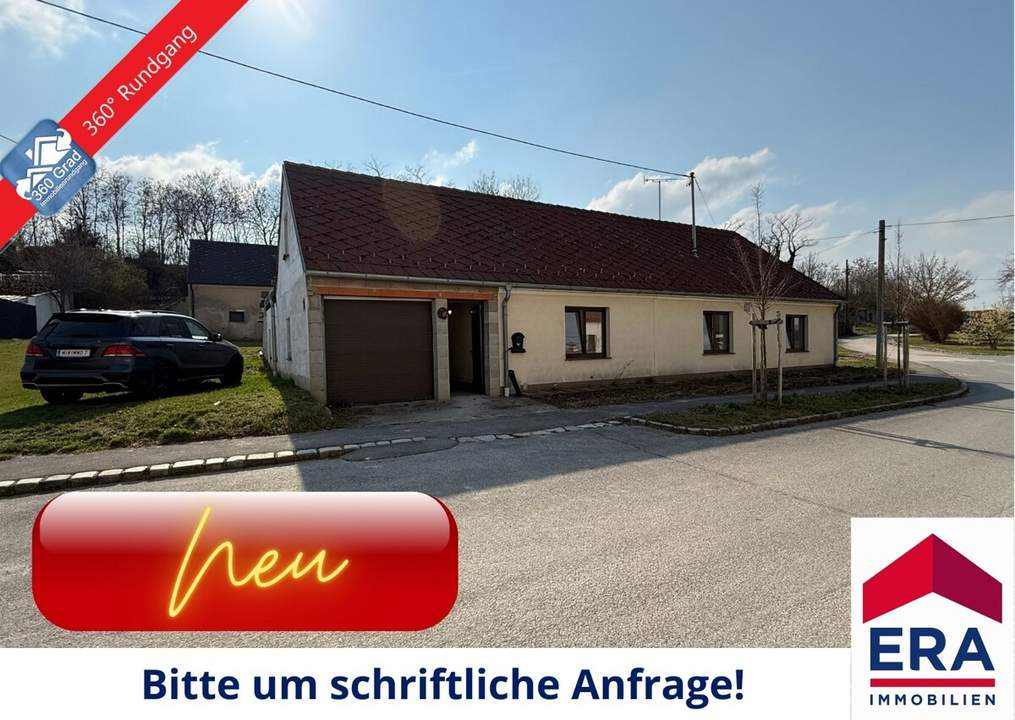 Frisch saniertes, ebenerdiges Miethaus mit uneinsehbarem Innenhof, Doppelgarage und viel Platz – 2272 Niederabsdorf