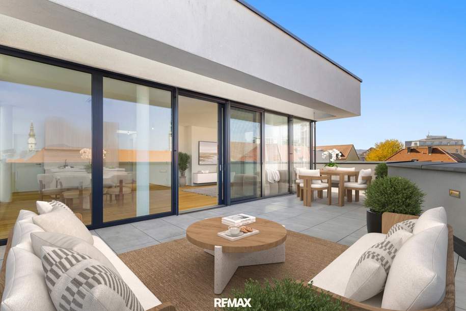 Ein Penthouse der Extraklasse – urbaner Luxus, voll klimatisiert, private Dachterrasse und ein unvergleichlicher Blick über Klagenfurt, Wohnung-kauf, 1.050.000,€, 9020 Klagenfurt(Stadt)