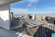 Sonnwendviertel: 1-Zimmer-Wohnung mit Balkon im 18. OG – Fitnessraum, Co-Working & Rooftop-Terrasse inklusive!