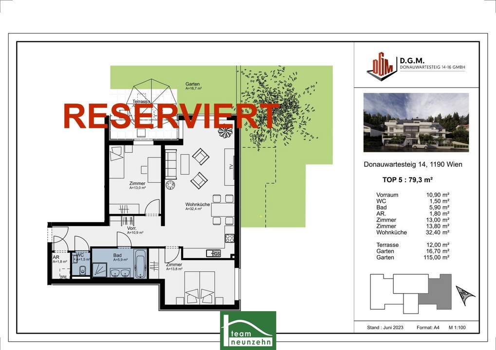 (RESERVIERT) Mietgarantie 3,5% für Anleger. Wohnen in der Natur & doch in Wien - amBergblick19 | Top 5