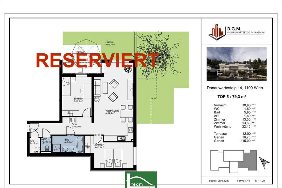 (RESERVIERT) Mietgarantie 3,5% für Anleger. Wohnen in der Natur &amp; doch in Wien - amBergblick19 | Top 5, Wohnung-kauf, 494.000,€, 1190 Wien 19., Döbling