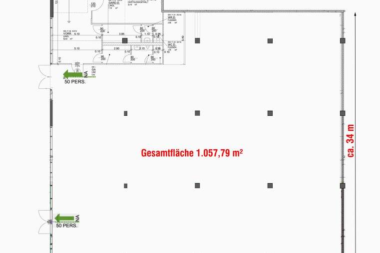 1.057 m² Geschäftsfläche im EG, Gewerbeobjekt-miete, 9.279,46,€, 1210 Wien 21., Floridsdorf