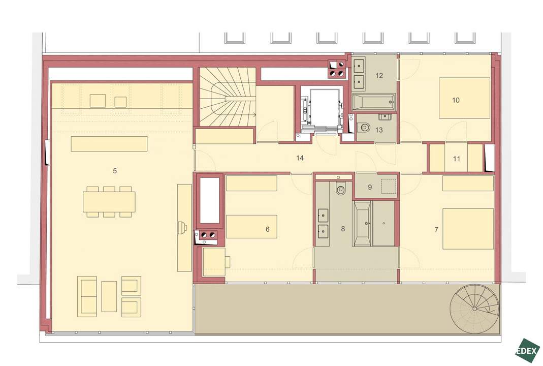 Dachgeschoß-Maisonette mit Terrasse &amp; Dachterrasse (ca. 114 m²) – 5 Zimmer nahe Bacherpark