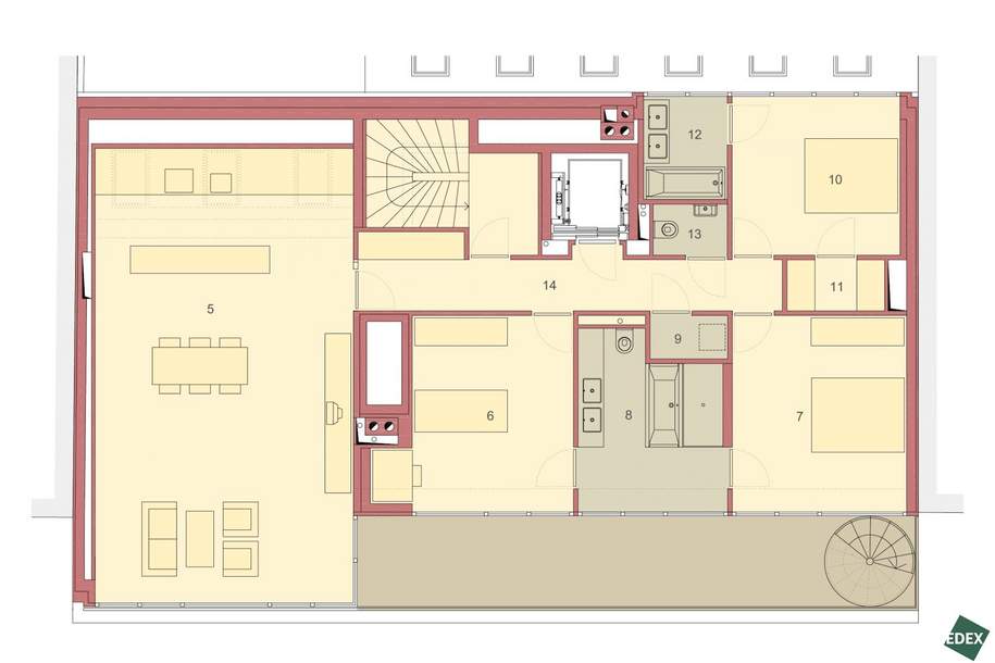 Dachgeschoß-Maisonette mit Terrasse &amp; Dachterrasse (ca. 114 m²) – 5 Zimmer nahe Bacherpark, Wohnung-miete, 3.831,64,€, 1050 Wien 5., Margareten