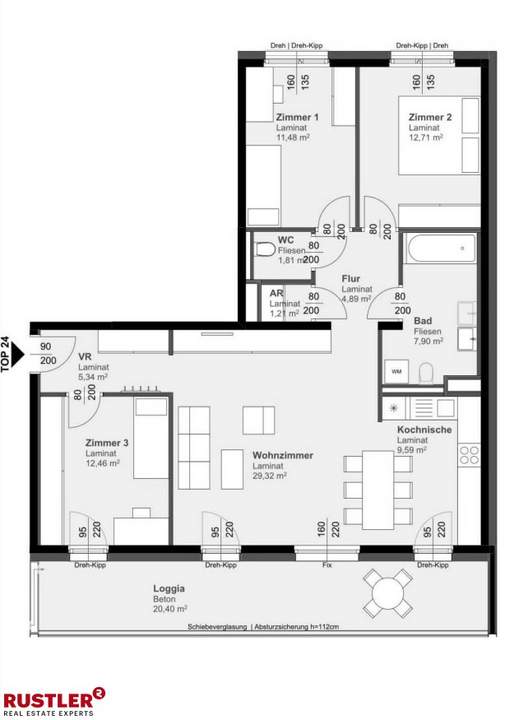 **GUT GESCHNITTEN** | 4-Zimmerwohnung mit GROSSER LOGGIA