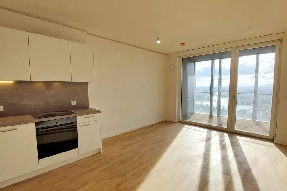 2-Zi.-Erstbezug mit Rooftop Wellness &amp; Donaublick | TOWER HOMES, Wohnung-miete, 895,00,€, 1220 Wien 22., Donaustadt