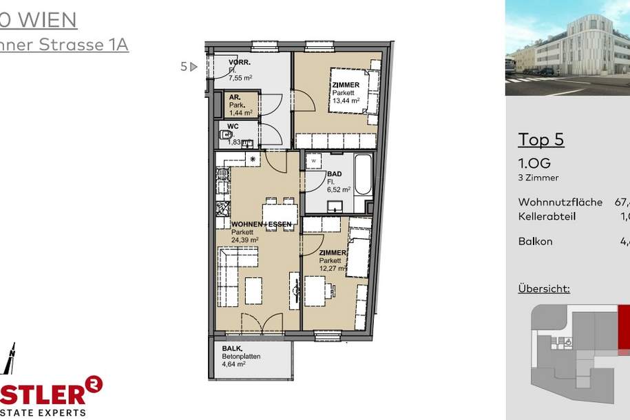 Tolles Zuhause mit Terrasse!, Wohnung-miete, 1.183,95,€, 1230 Wien 23., Liesing