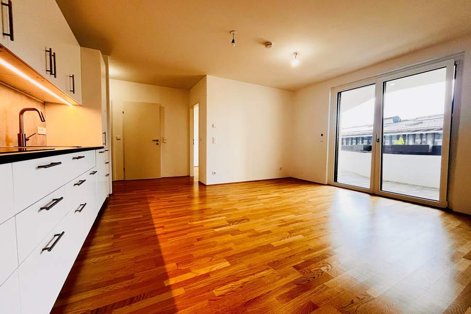 EXKLUSIVER ERSTBEZUG nahe Hauptbahnhof - Sonnige Wohnung mit großzügiger Freifläche und Küche in einem modernen Neubauprojekt, Wohnung-miete, 1.245,28,€, 1100 Wien 10., Favoriten