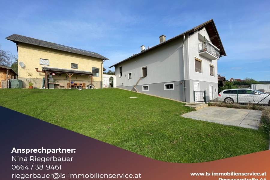 Wohnhaus mit zwei Wohneinheiten und Gebäude mit 3 Garagen und Ausbaumöglichkeit in sonniger erhöhter Lage in Pinggau zu verkaufen!, Haus-kauf, 324.000,€, 8243 Hartberg-Fürstenfeld