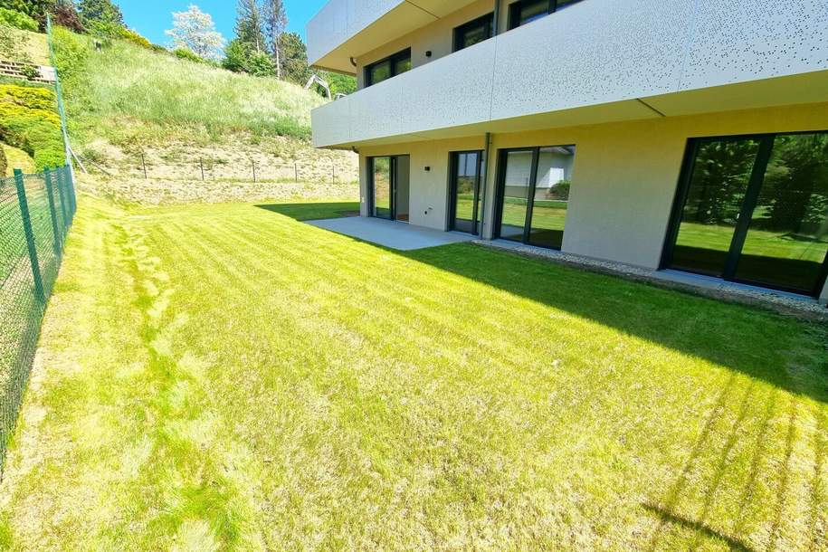 FIRE SALE!! Ein Stück Natur - ganz für sich allein! Das perfekte Familienparadies! Geniale Neubauwohnung mit WOW-Effekt! Riesiger Eigengarten und Terrasse + 4 Zimmer + Grün wohin das Auge reicht + Luftwärmepumpe!, Wohnung-kauf, 460.000,€, 2391 Mödling