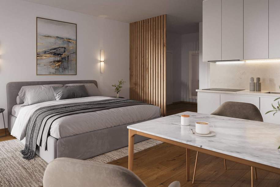 Anlegerhit! Ruhige, südseitige 1-Zimmer Gartenwohnung beim Hirschstettner Aupark, Wohnung-kauf, 201.140,€, 1220 Wien 22., Donaustadt