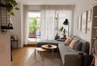 Zwei Zimmer, eine lange Terrasse, nach Osten über die Gärten von Oberdöbling