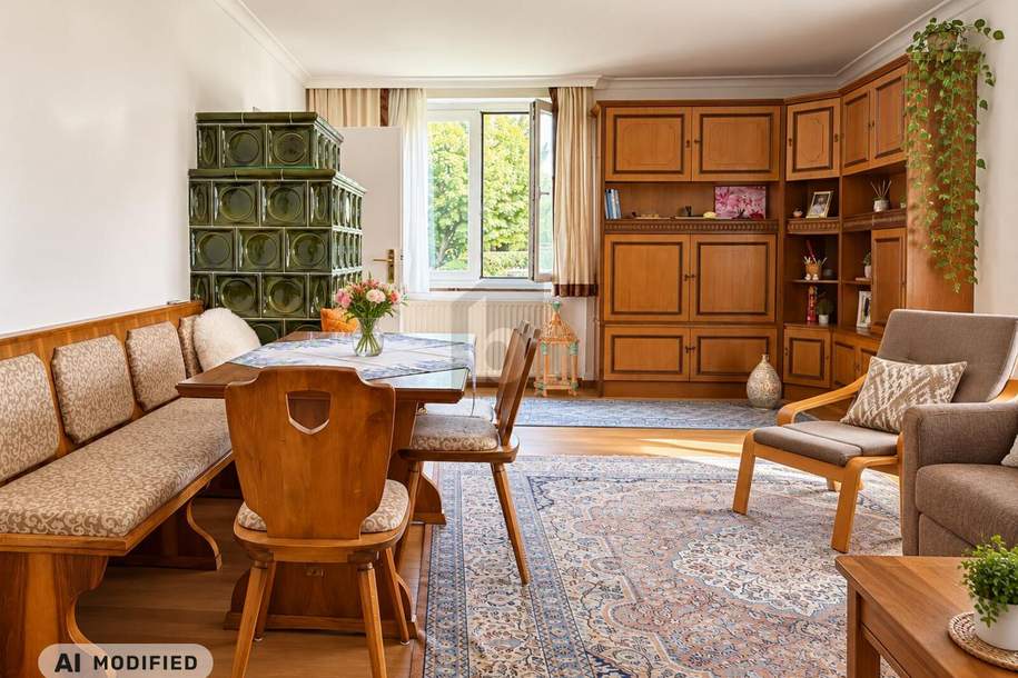 GROßZÜGIGES WOHNEN MIT SÜDBALKON UND KACHELOFEN, Wohnung-miete, 1.290,00,€, 5204 Salzburg-Umgebung