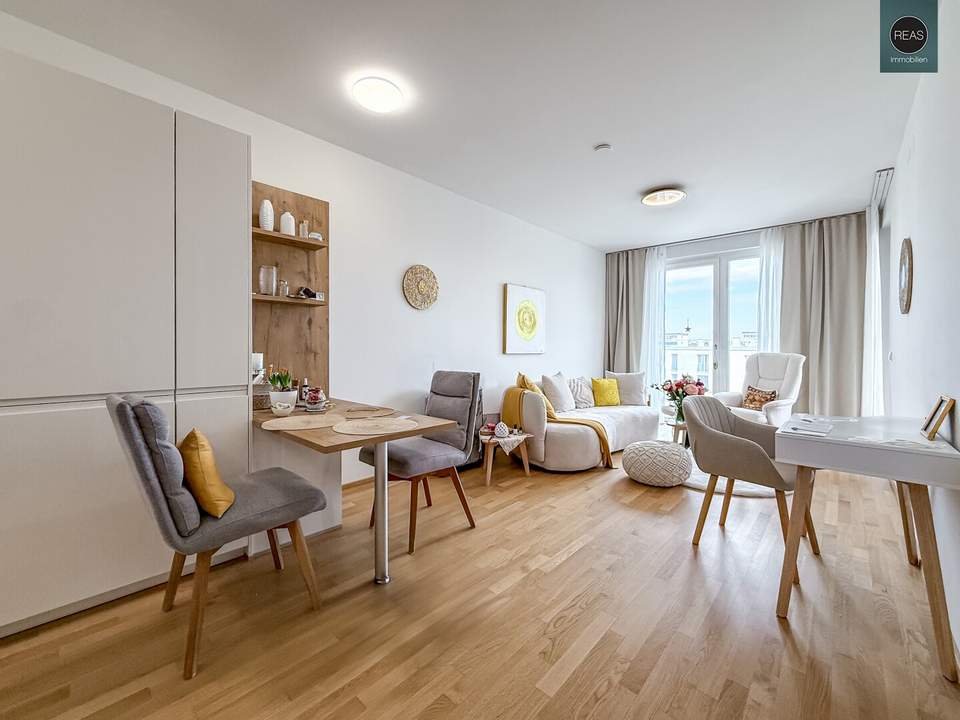 Grünareal „Freie Mitte“ - Wunderschönes Apartment mit Balkon samt Panoramablick im trendigen Nordbahnviertel! Garage verfügbar!