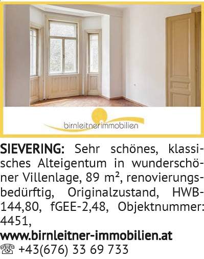 Sehr schönes, klassisches Alteigentum in wunderschöner Villenlage, 89 m² renovierungsbedürftig,