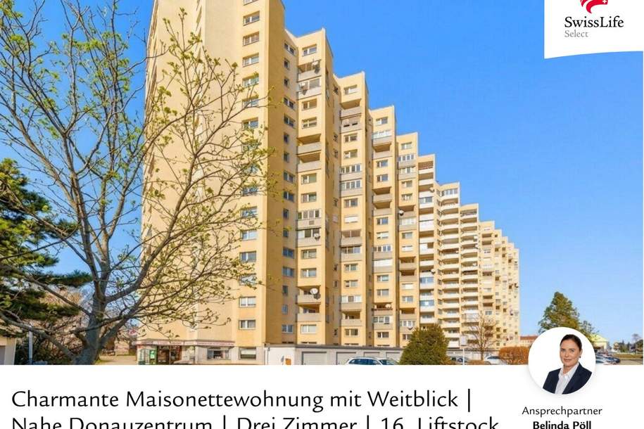 Charmante Maisonettewohnung mit Weitblick | Nahe Donauzentrum | Drei Zimmer | 16. Liftstock, Wohnung-kauf, 365.000,€, 1220 Wien 22., Donaustadt