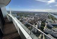 Möbliertes Apartment im 42. Stock mit Weitblick auf die Donau! Pool, Spa und Fitness inklusive!