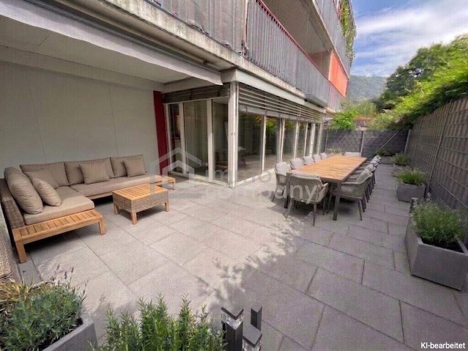 DORNBIRN-Gartenwohnung/Terrassenwohnung, ca. 57 m2 + beheizter, ganzjährig nutzbarer Wintergarten ca. 19 m2, Gesamt-Wohn-NFL ca. 76 m2, Wohnempfinden/Wohlfühl-Atmosphäre wie in einer 3-Zimmer-Wohnung, inkl. 1 TG. + Kellerabteil.