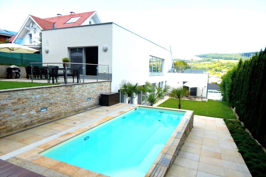 "Wohntraum" Villa mit Pool - Fernblick und direkten Zugang zum Wald, Haus-kauf, 2.250.000,€, 3400 Tulln