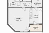 Vollmöbliert, Miete inkl. BK + Heizung! 1-Zimmer-Wohnung mit Loggia!