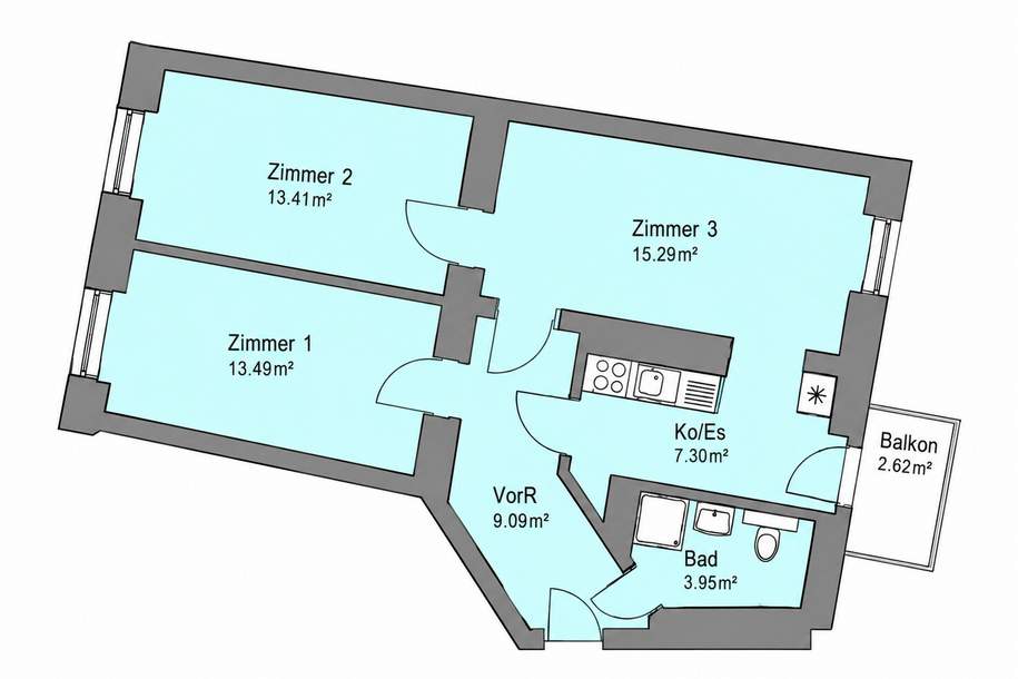 Großzügige Altbauwohnung mit Wohlfühlfaktor!, Wohnung-miete, 670,54,€, 8020 Graz(Stadt)