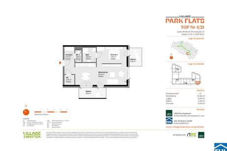 Parknähe und Urbanität – Ihr Anlageobjekt bei den PARK FLATS, Wohnung-kauf, 180.000,€, 1030 Wien 3., Landstraße