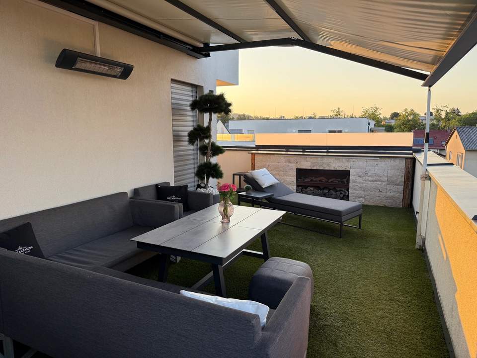 PREIS auf Verhandlungsbasis inkl. 2 TG Parkplätze und 1 Besucherparkplatz,Luxuriöse Dachterrassen-wohnung in Pasching-Exklusives Wohnen mit Sauna, Outdoor-Küche&amp;Panoramablick (Provisionsfrei)