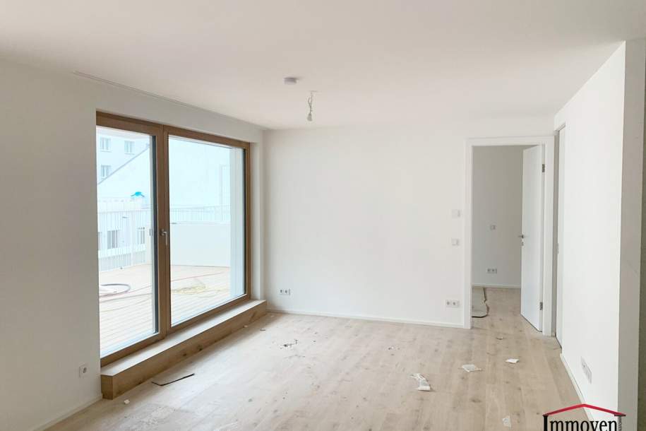 TOPLAGE und ERSTBEZUG: Hofseitige, moderne 2-Zimmerwohnung mit großer Terrasse! Besichtigung ab Ende Jänner/Anfang Februar 2025 - Vormerkung schon jetzt möglich!, Wohnung-miete, 1.799,00,€, 1070 Wien 7., Neubau