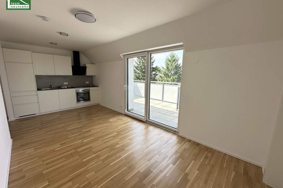Wohnen im Grünen! Klimatisierte Wohnung mit Weitblick und großer Terrasse in Essling! Lobau und Kirschenallee ums Eck!, Wohnung-miete, 900,00,€, 1220 Wien 22., Donaustadt