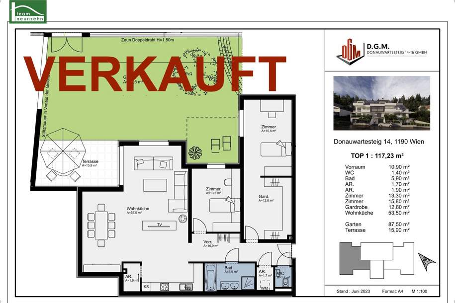 (VERKAUFT) Anleger aufgepasst (3,5% Mietgarantie). Gartenwohnung mit eigenem Eingang, Luxusneubau in Hanglage mit Bergsauna | amBergblick19, Wohnung-kauf, 656.000,€, 1190 Wien 19., Döbling