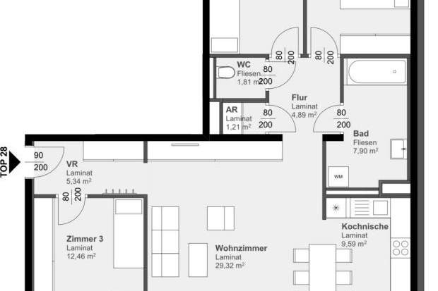 **Mit RIESIGER LOGGIA** | Geräumige 4-Zimmerwohnung Nähe Hauptbahnhof, Wohnung-miete, 1.143,91,€, 8020 Graz(Stadt)