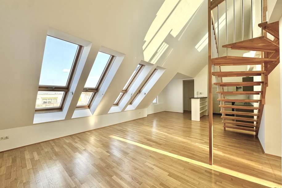 Dachgeschoss-Maisonette mit 3 Zimmern und traumhaftem Weitblick nahe der äußeren Mariahilfer Straße, Wohnung-kauf, 759.000,€, 1150 Wien 15., Rudolfsheim-Fünfhaus