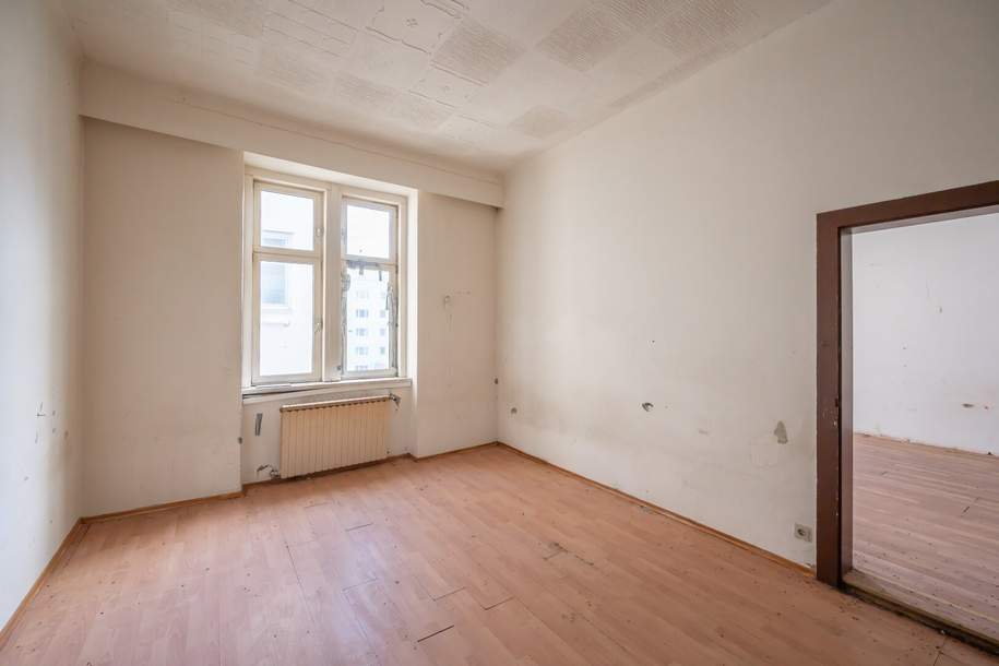 **Hannovermarkt** Renovation Opportunity: 3-Room Period Apartment with Approved Balcony and Airbnb Potentia, Wohnung-kauf, 274.900,€, 1200 Wien 20., Brigittenau