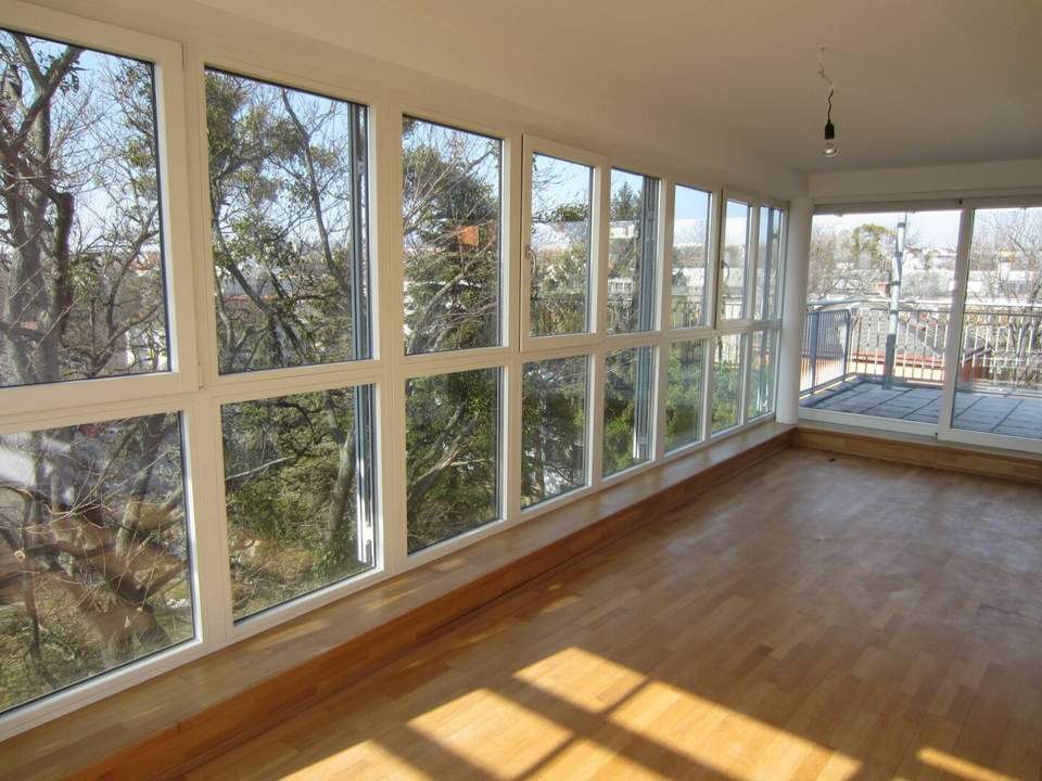 Freifläche auf zwei Terrassen mit Schönbrunnblick und Blick auf Steinhofkirche: neu sanierte und klimatisierte 2-Zimmer-Wohnung!