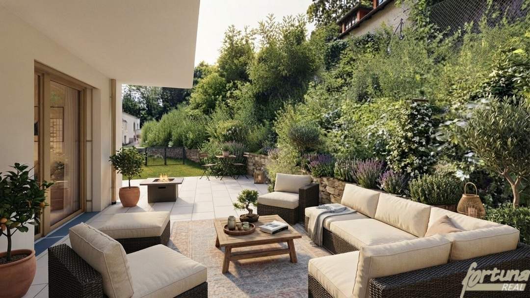 Privater Rückzugsort mit fast 100 m² Freifläche: außergewöhnliche 3-Zimmer-Wohnung