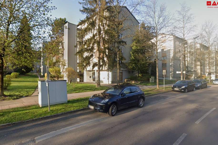 Geschäfts-/Büro-/Ordinationsfläche mit XL-Schaufenstern u. (Portal-)Erweiterungspotential (+ ca. 10 m²) inkl. 14 m² Einzelgarage - 1A Preis-/Leistung, direkt neben dem (Vital-)Zentrum Muldenstraße!, Gewerbeobjekt-miete, 711,94,€, 4020 Linz(Stadt)
