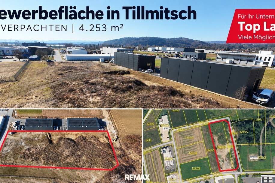 Ihr neuer Firmenstandort? 4.253 m² Gewerbegrundstück im Industriegebiet Tillmitsch!, Gewerbeobjekt-legalform.pacht, 2.764,00,€, 8434 Leibnitz