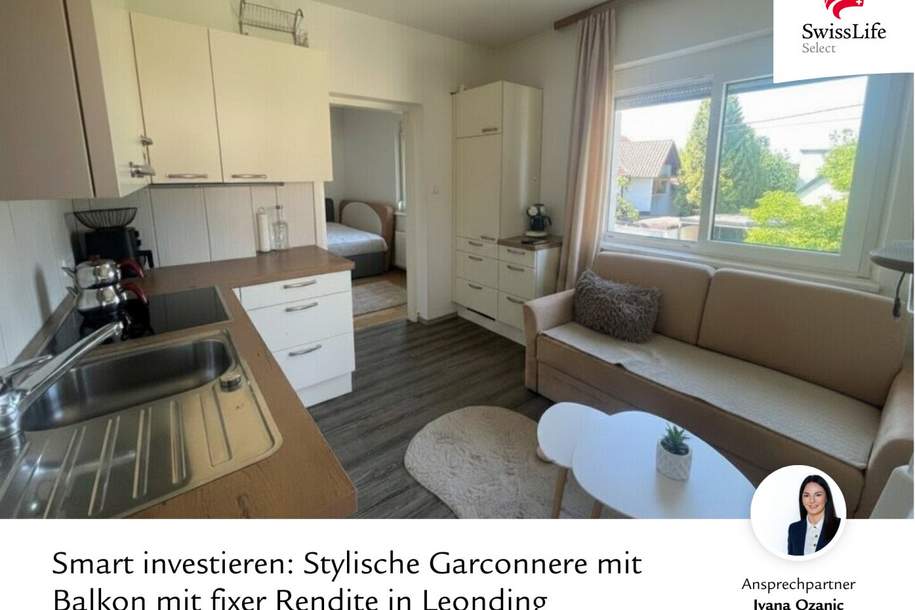 Smart investieren: Stylische Garconnere mit Balkon mit fixer Rendite in Leonding, Wohnung-kauf, 94.990,€, 4060 Linz-Land