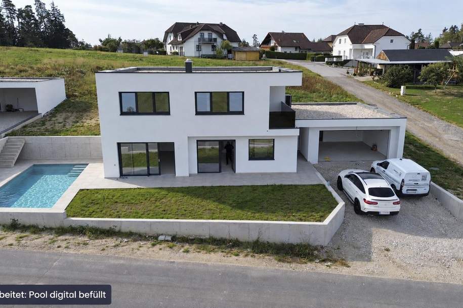Neugebautes Luxushaus 649.000 EURO NEUER PREIS Ziegelmassiv mit Fernsicht, Pool,Doppelhäuser 495.000mit Pool, Haus-kauf, 649.000,€, 4175 Urfahr-Umgebung
